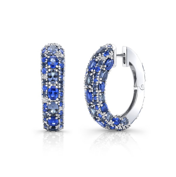 Closeup photo of Blue Sapphire American Glamour Earrings