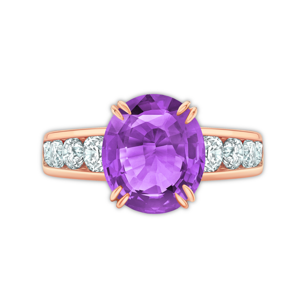 Closeup photo of Oval Intense Purple Sapphire Ring