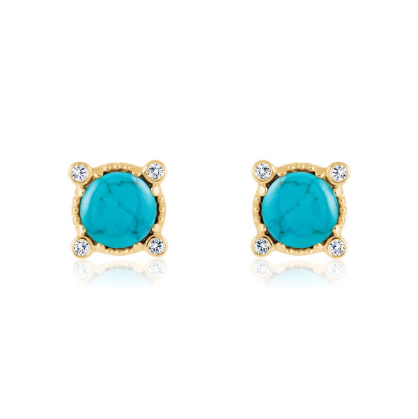 Closeup photo of Turquoise and Diamond Stud Earrings
