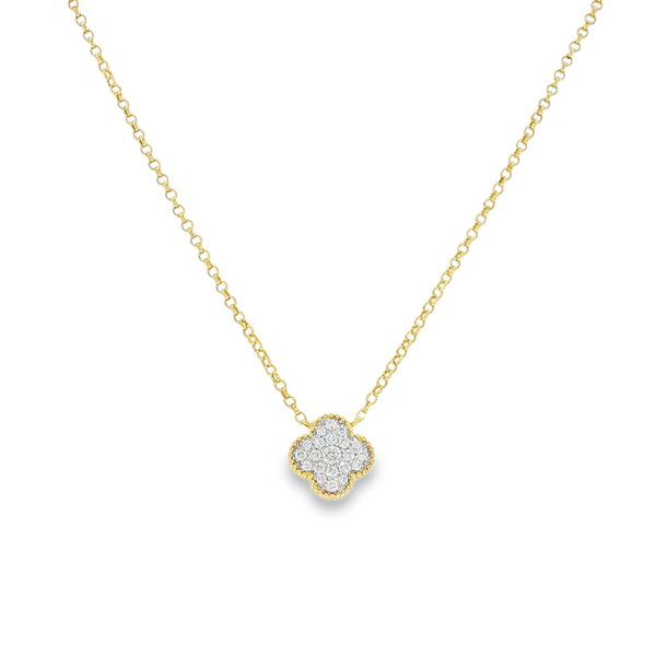 Closeup photo of 14KY Diamond Quatrefoil Necklace