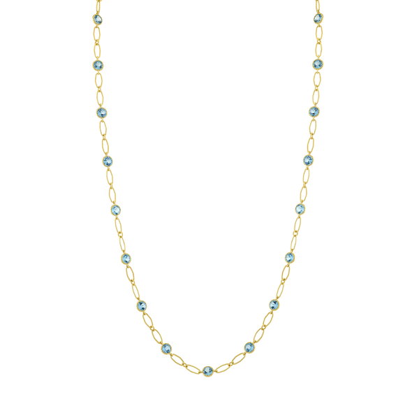 Closeup photo of Swiss Blue Topaz Chain Necklace
