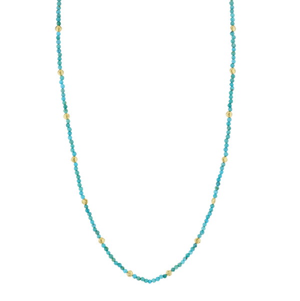 Closeup photo of Turquoise Chain with Strie Cushions