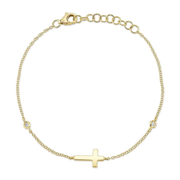 Closeup photo of Diamond Bezel Cross Necklace DIA=0.03ctw
