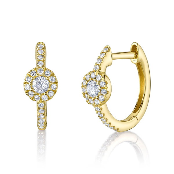 Closeup photo of 14KY Diamond Huggie Earrings
