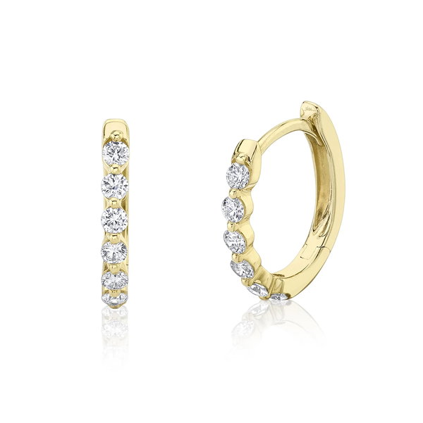 Closeup photo of 14KY Oval Diamond Huggie Earring
