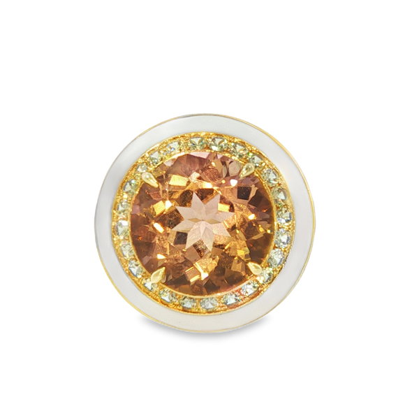 Closeup photo of Tourmaline & Garnet Enamel Ring