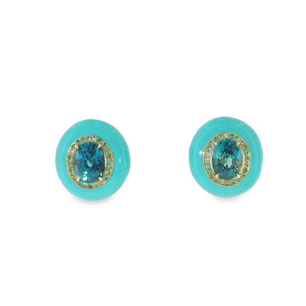 Closeup photo of Zircon Enamel Clip-On Earrings