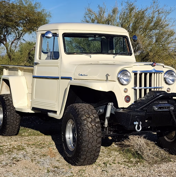 Closeup photo of 1963 Willys Jeep Pickup Fully Rebuilt Frame, Crate 351 V8, Badland 12K Winch, Disc Brakes, Smitty Built Bumpers