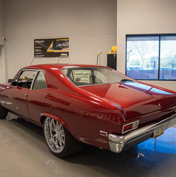 Closeup photo of 1967 Chevrolet Nova Full Restoration 502 Rebuilt Like New Amazing Driver Burgundy on Black