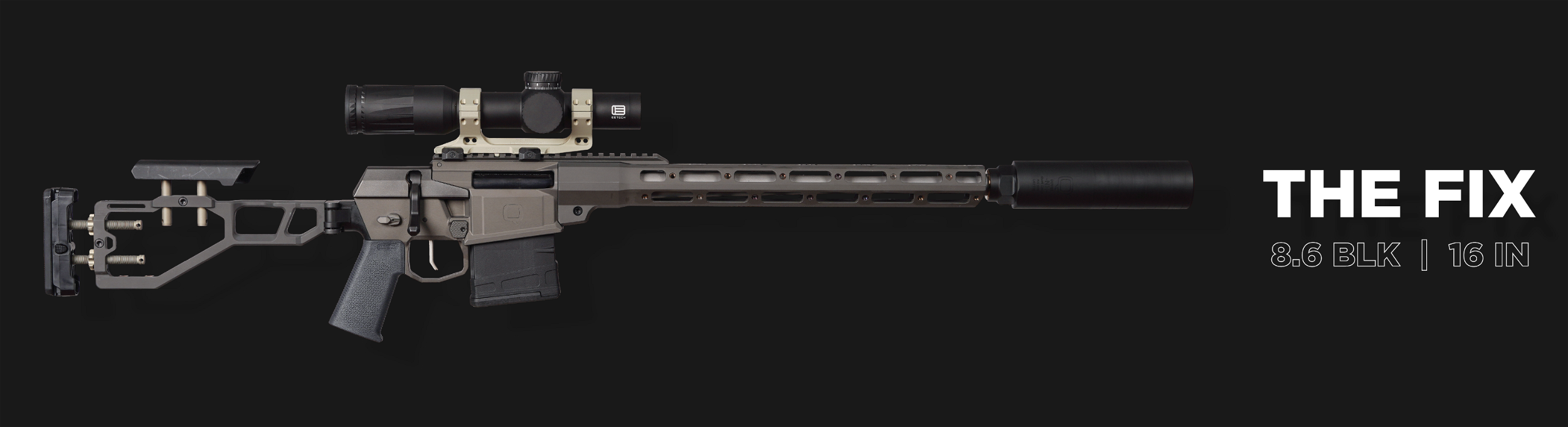 Q The Fix SBR, 8.6 BLK, 16 INCH, Black Rifle