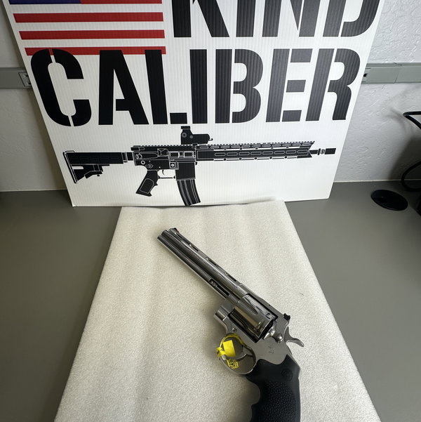 Closeup photo of Colt Anaconda .44 Magnum 6rd 8" Barrel Bright Stainless Revolver