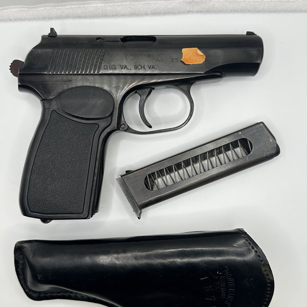 Closeup photo of Bulgarian Makarov PM 9x18 – Arsenal – Military Surplus – w/ Holster