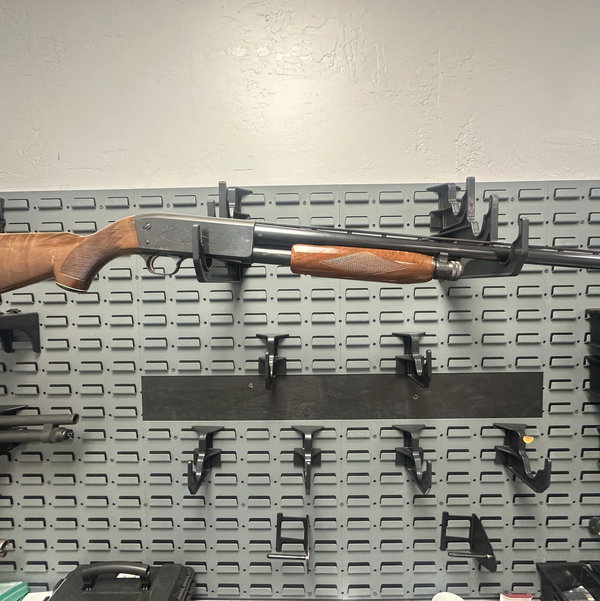 Closeup photo of Ithaca Model 37 Featherlight 12 Gauge Pump Shotgun