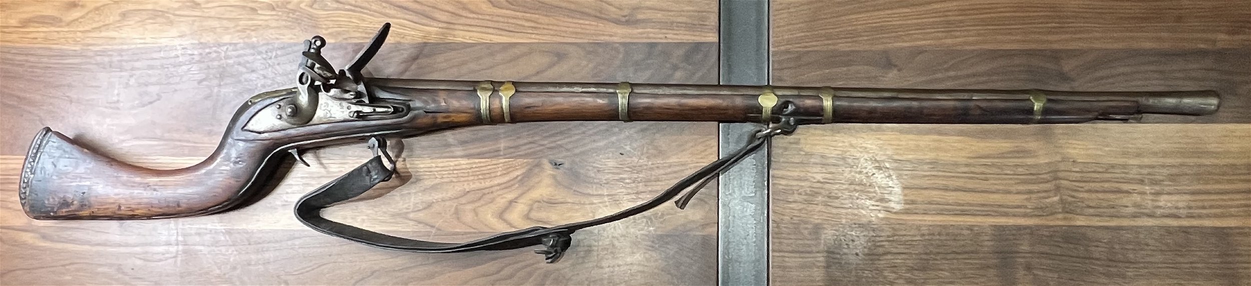 Vintage CAMEL Gun Rifle Flintlock w/Flared Barrel Leather Sling