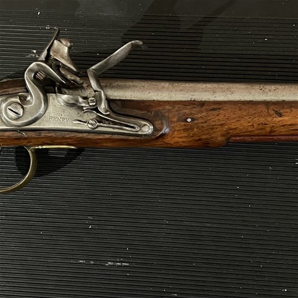 Closeup photo of Original Henry Model 1813 Navy Flintlock Pistol with Belt Clip, Ramrod, Complete