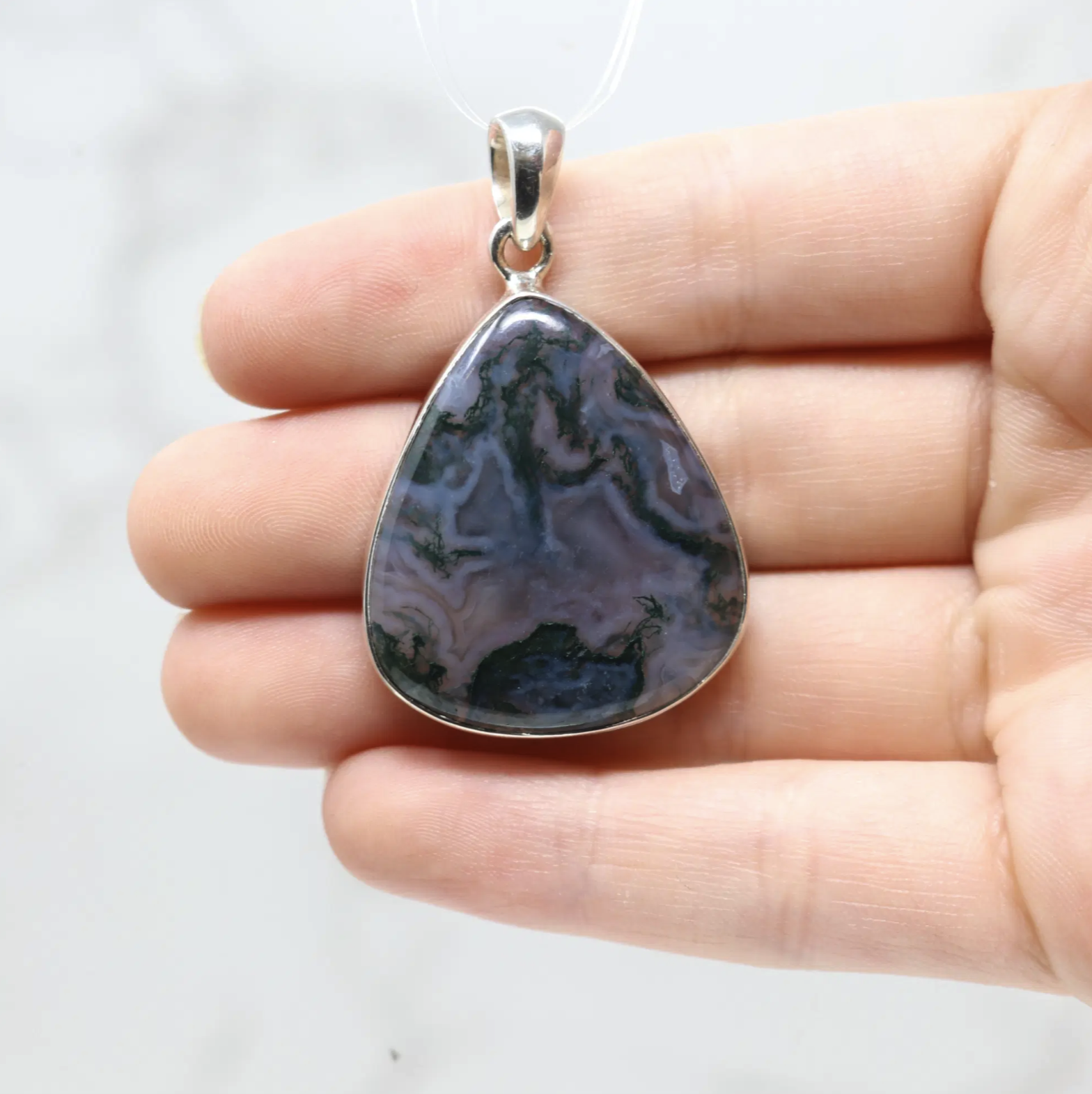 Pear Shaped Moss Agate Pendant