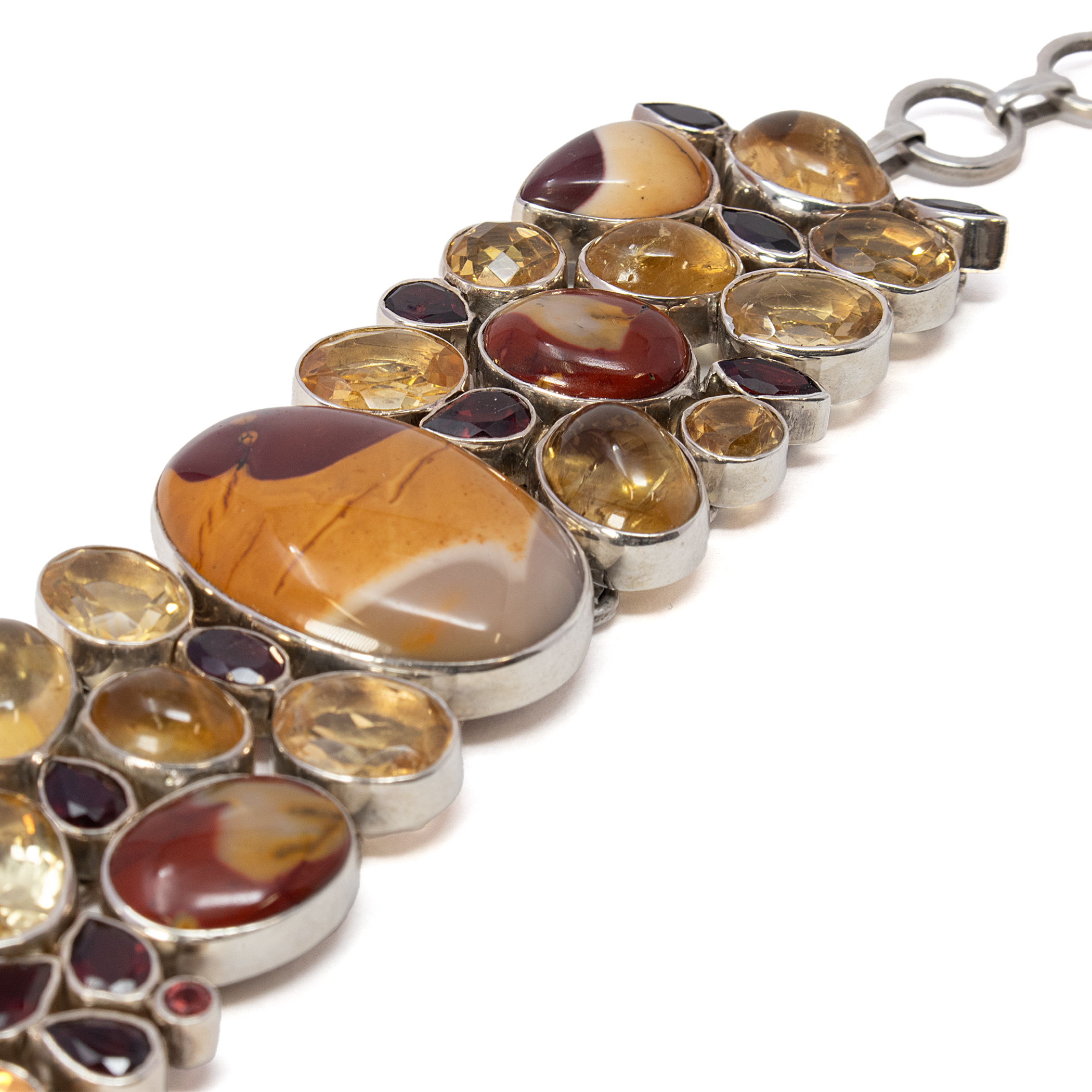 Australian Mookaite Bracelet -Oval With Citrine & Garnet