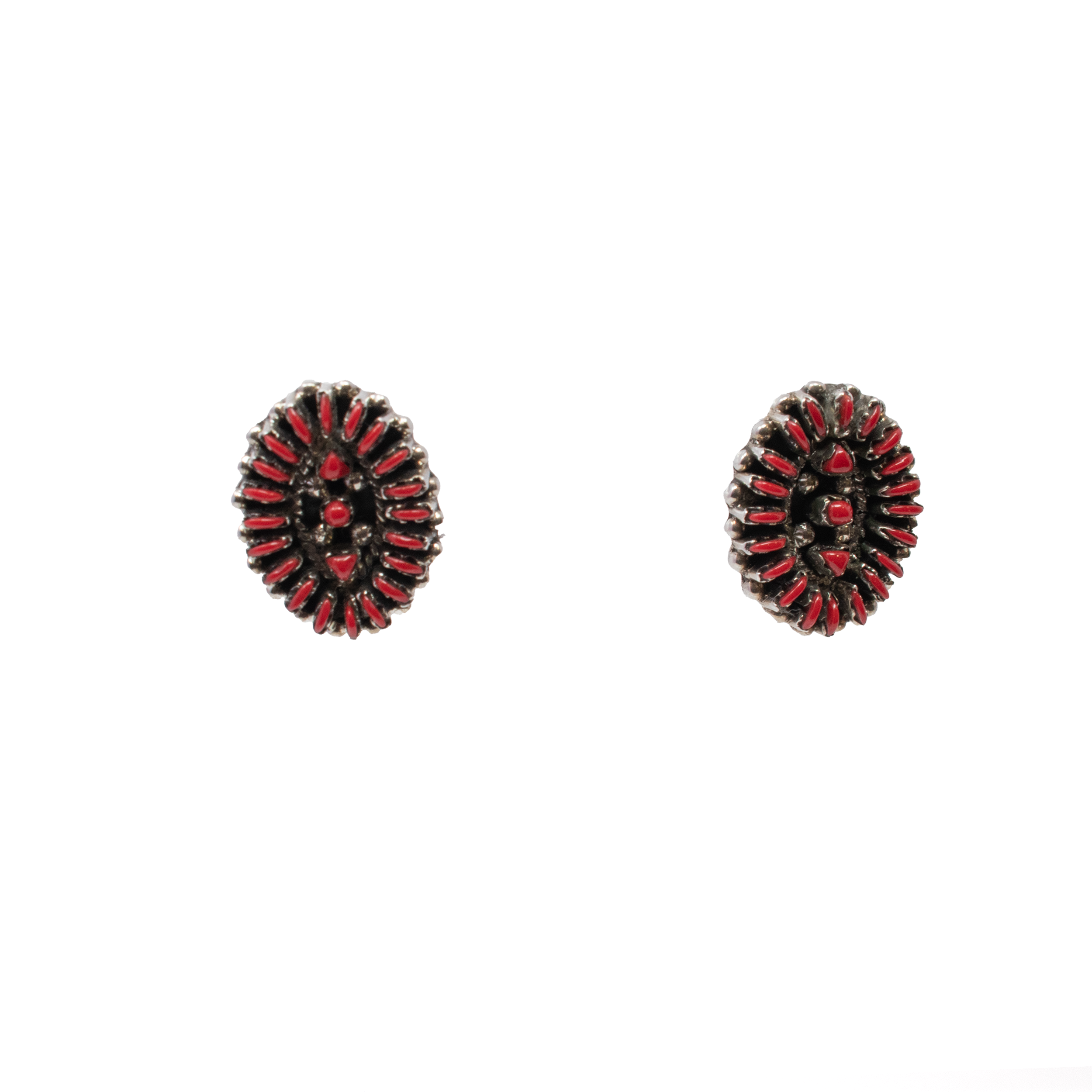 Mediterranean Coral Needle Point Stud Earrings