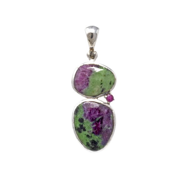 Closeup photo of Ruby Zoisite Pendant -Faceted With Ruby