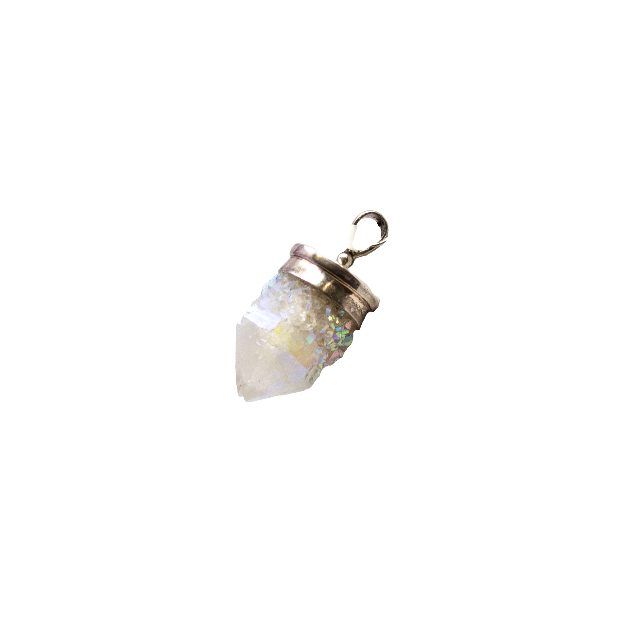 Elevate your energy and style with this Angel Aura Spirit Quartz Pendant. Set in gleaming 925 sterling silver, each stout gemstone pendant showcases the enchanting iridescence of Angel Aura coating, shimmering with ethereal hues of pink, blue, and violet. Known for its uplifting and protective properties, Spirit Quartz encourages clarity, harmony, and spiritual growth. Perfect as a statement piece or for everyday wear, this handcrafted gemstone pendant brings a touch of celestial magic to your jewelry collection. Angel Aura Spirit Quartz Pendant -Stout