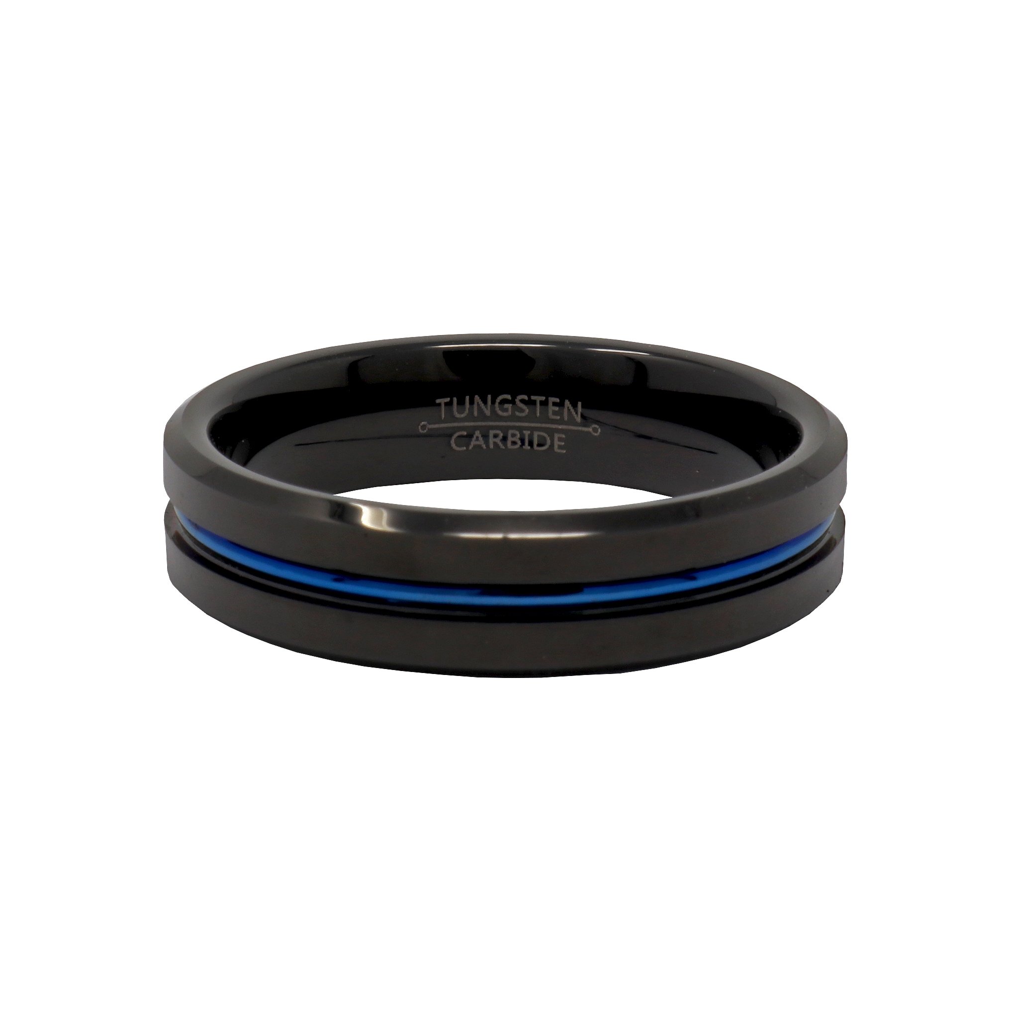 Tungsten Ring Size 13 with Blue Groove 6mm