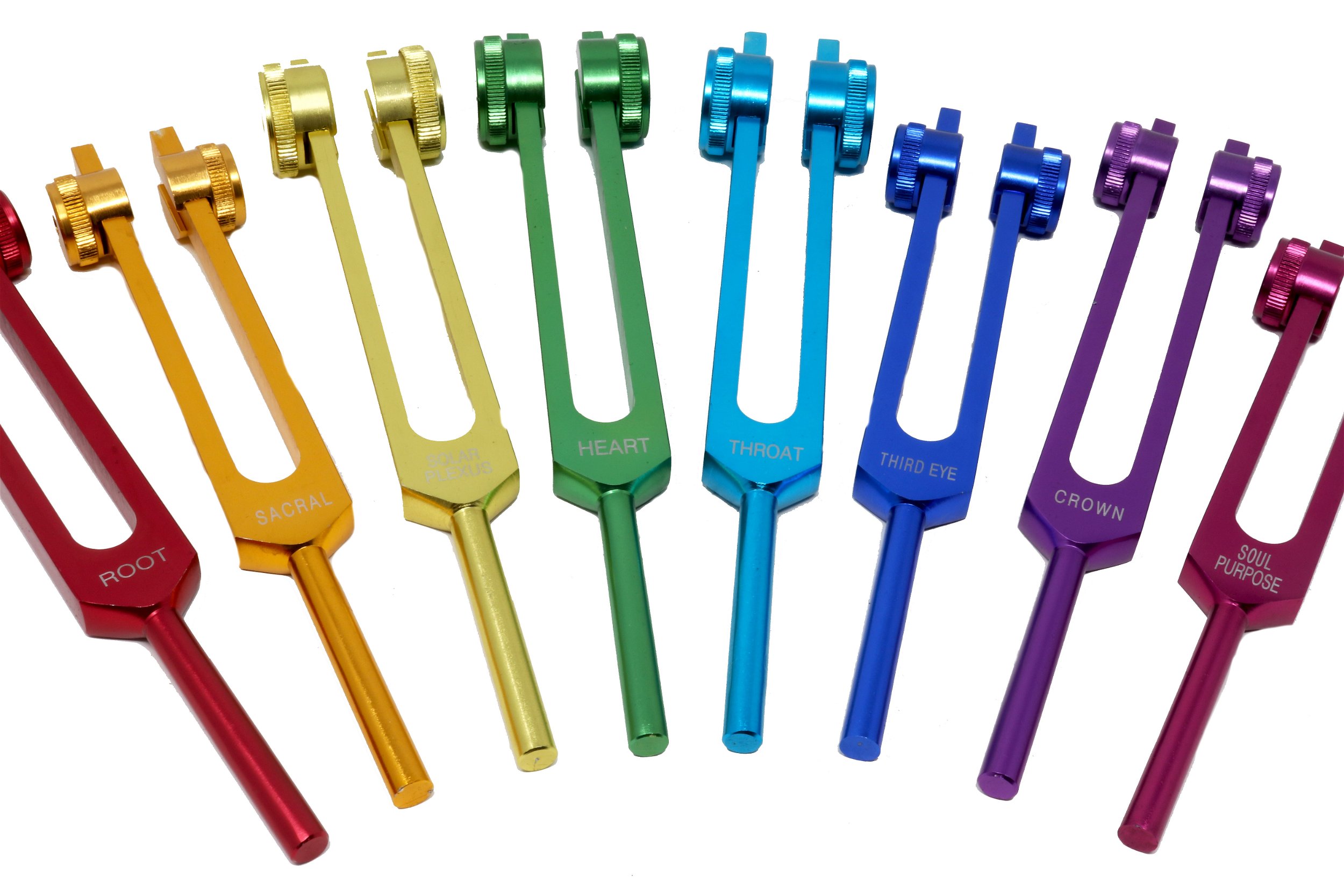 Colored Metal Tuning Forks - Set of 8
