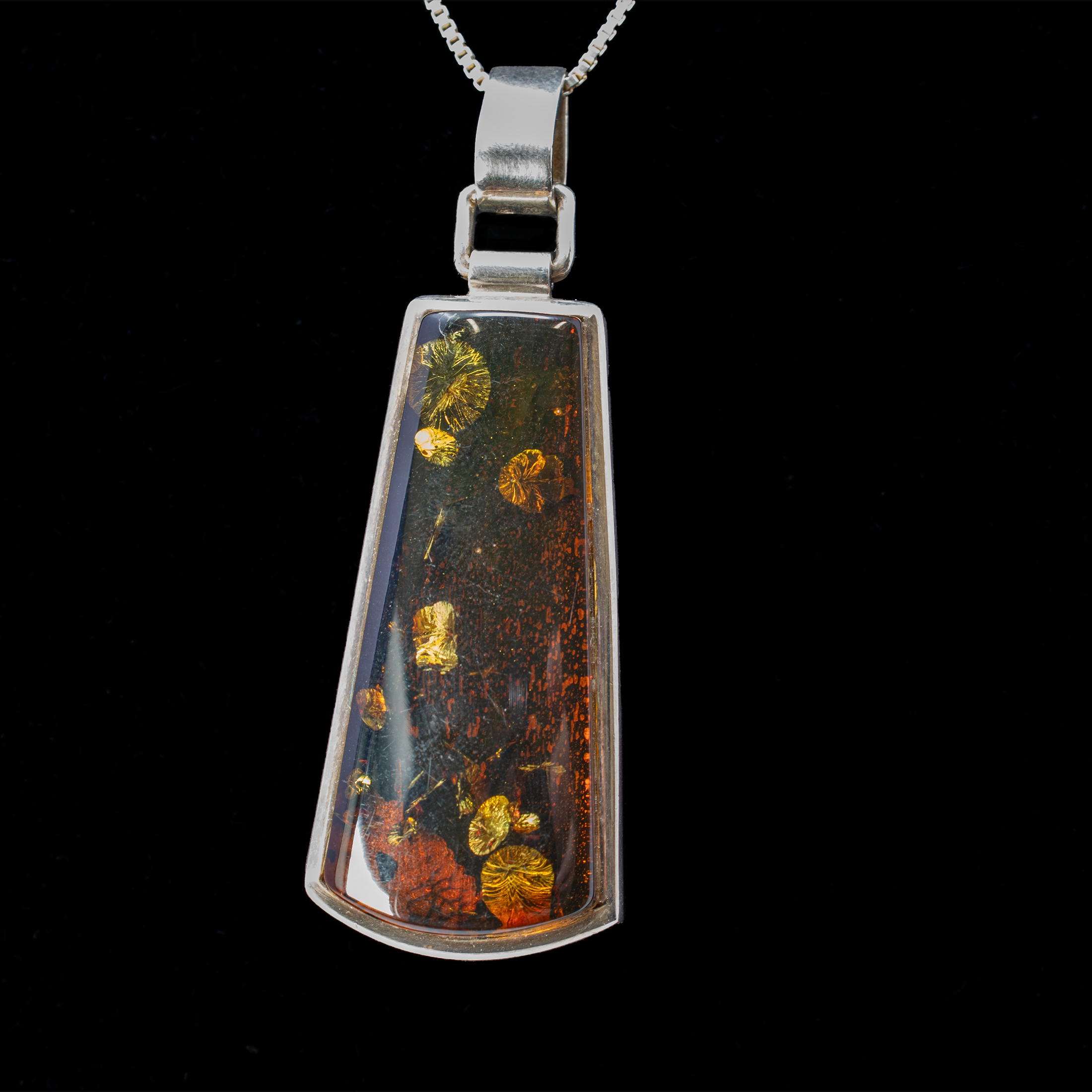 Duo Sided Amber Pendant -Tapered Up -Butterscotch & Cognac