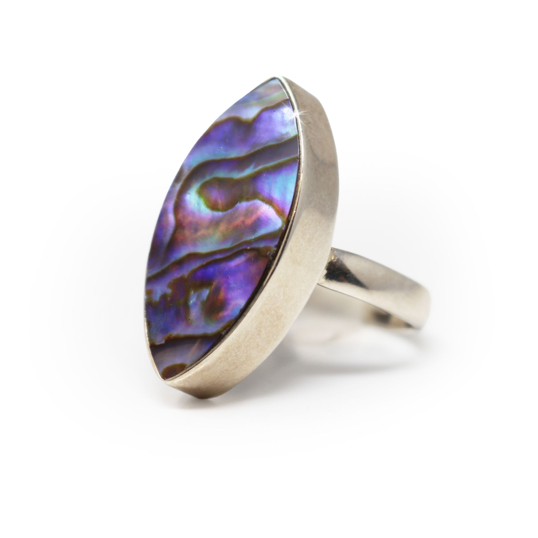 Abalone Shell Ring - Pointed Oval Sz9.75