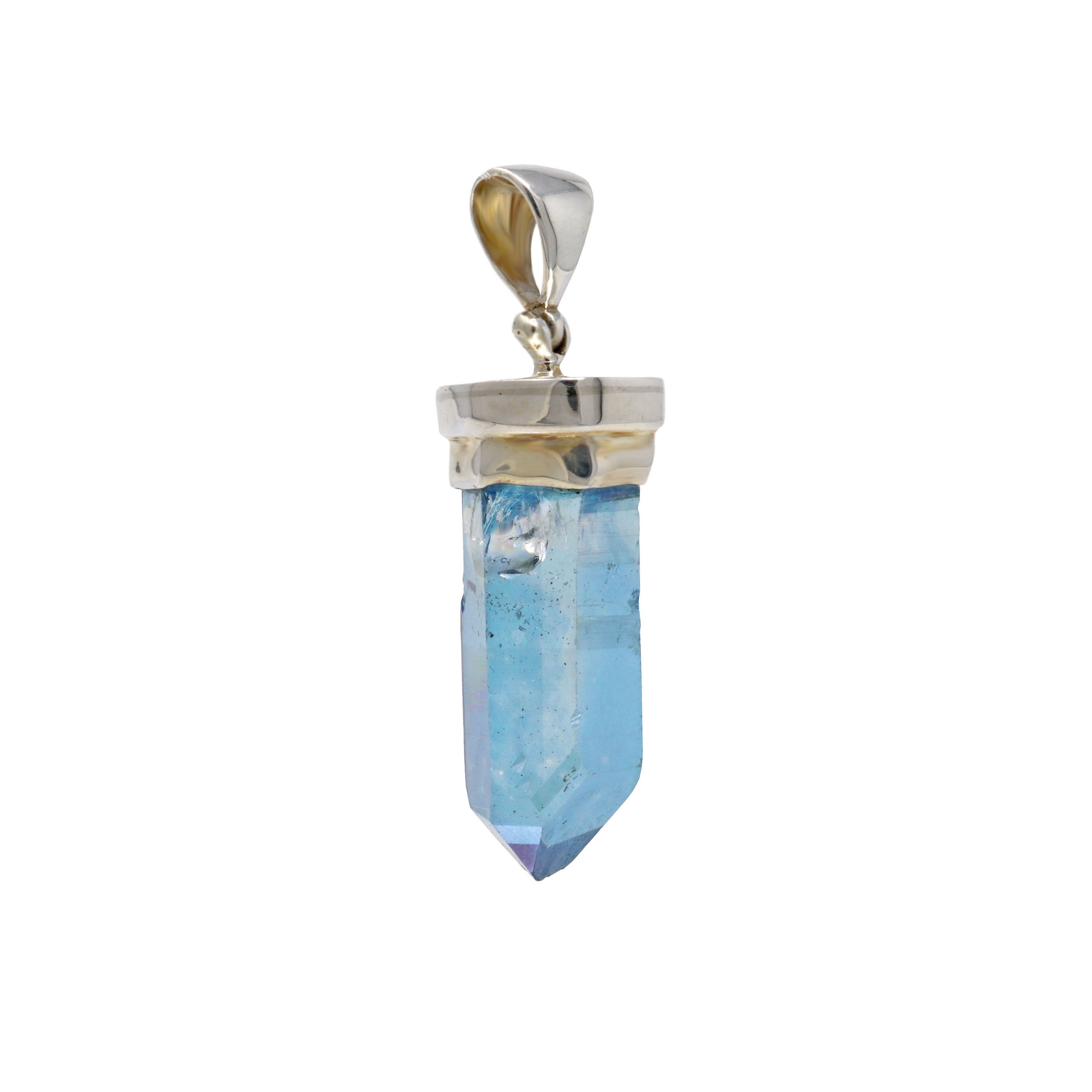Blue Aura Quartz Crystal Point Necklace - Aura Quartz Blue Jewelry – Magic  Crystals