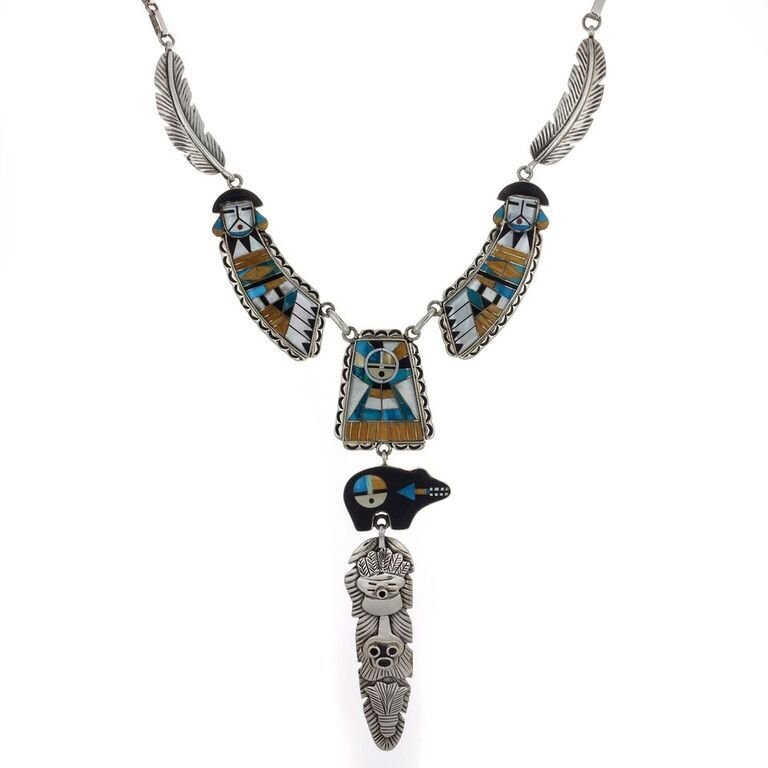 Micro Inlay Goddess Bear Necklace