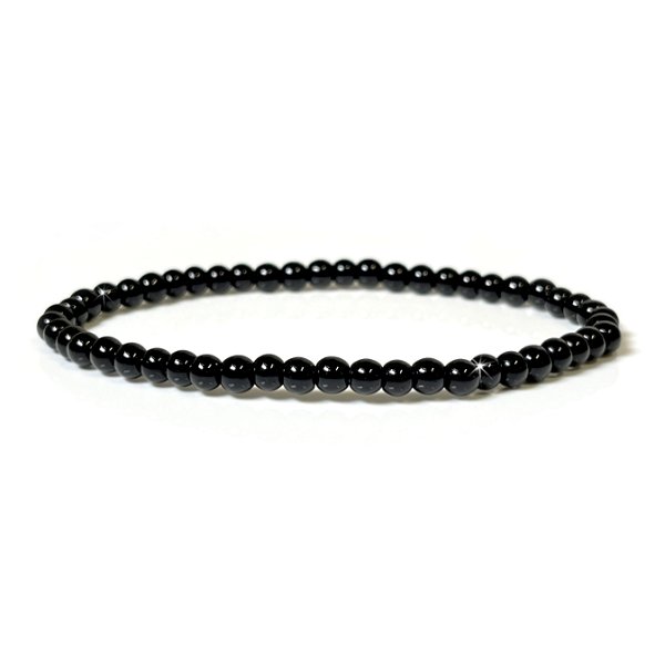Closeup photo of Black Obsidian 4mm Beaded Bracelet