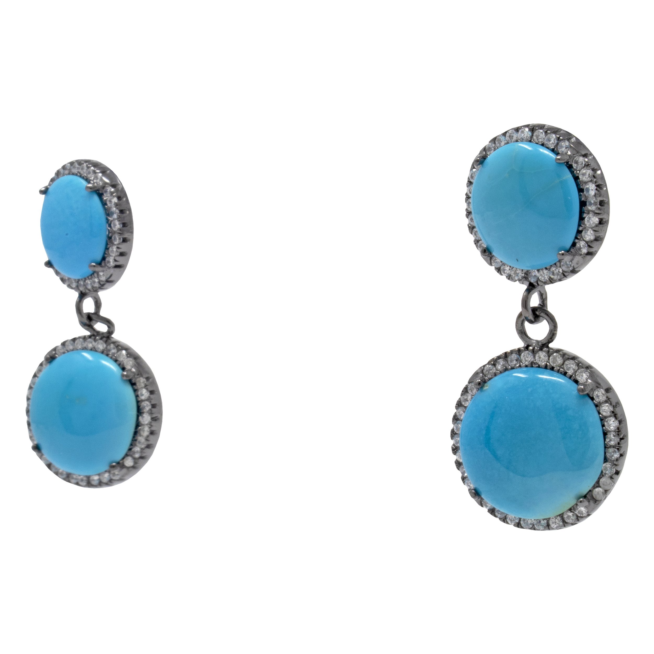 Stunning Navajo Sleeping Beauty Turquoise Sterling Dangle Earrings Art   Nizhoni Traders LLC