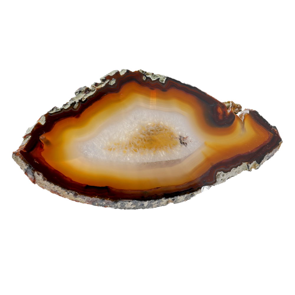 Shot of Agate Slice -Thin Dense Banding with Double-Side Polished on Lucite Stand