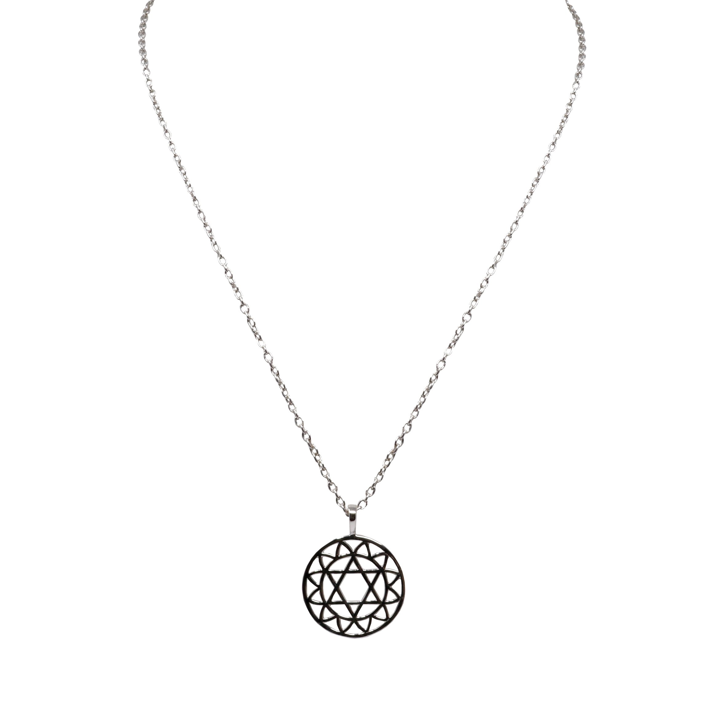 Sterling Silver Heart Chakra Necklace - Sacred Geometry