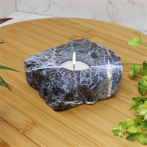 Closeup photo of Sodalite Candle Holder - Polished Top