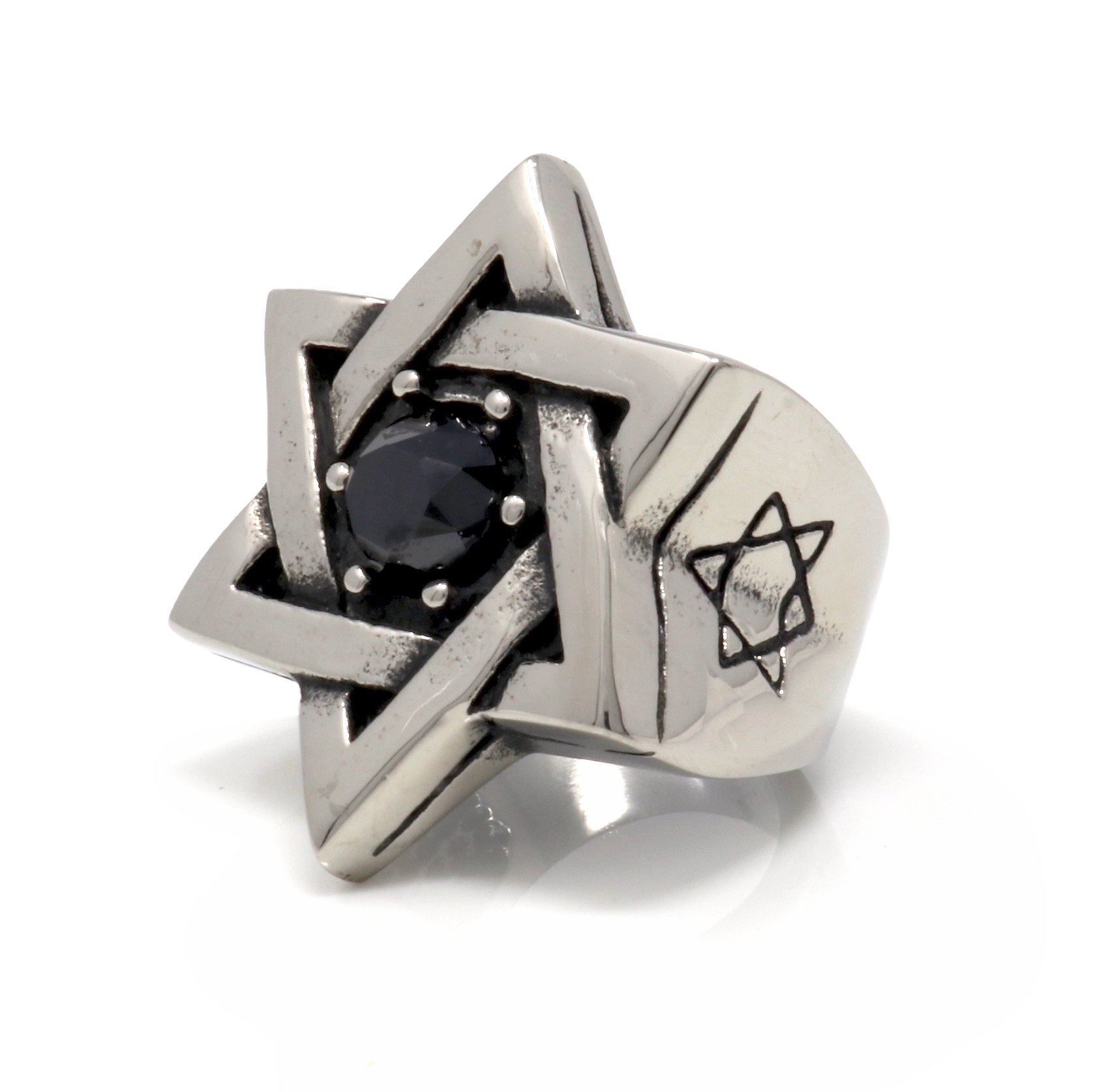 Star Ring Size 10 - Stainless Steel Ring -Style 1 With Star Of David