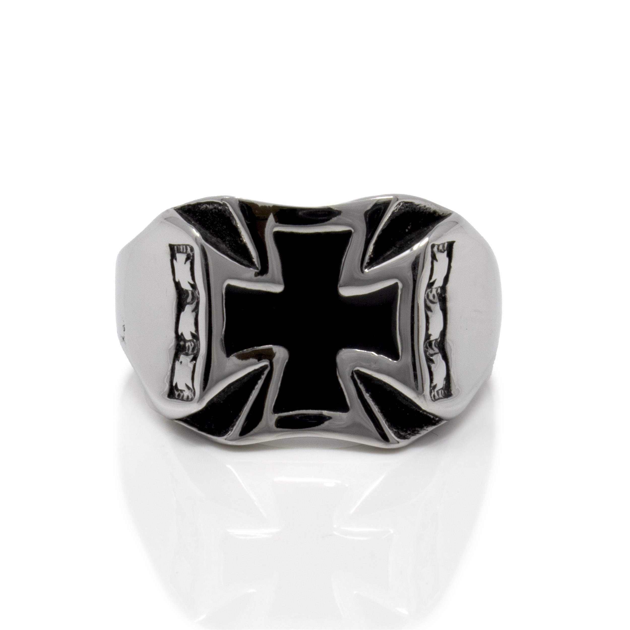 Cross Ring Size 11 -Stainless Steel -Style 5 Enameled Maltese Cross