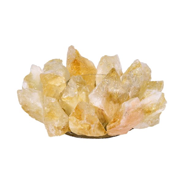 Closeup photo of Rough Citrine Candle Holder