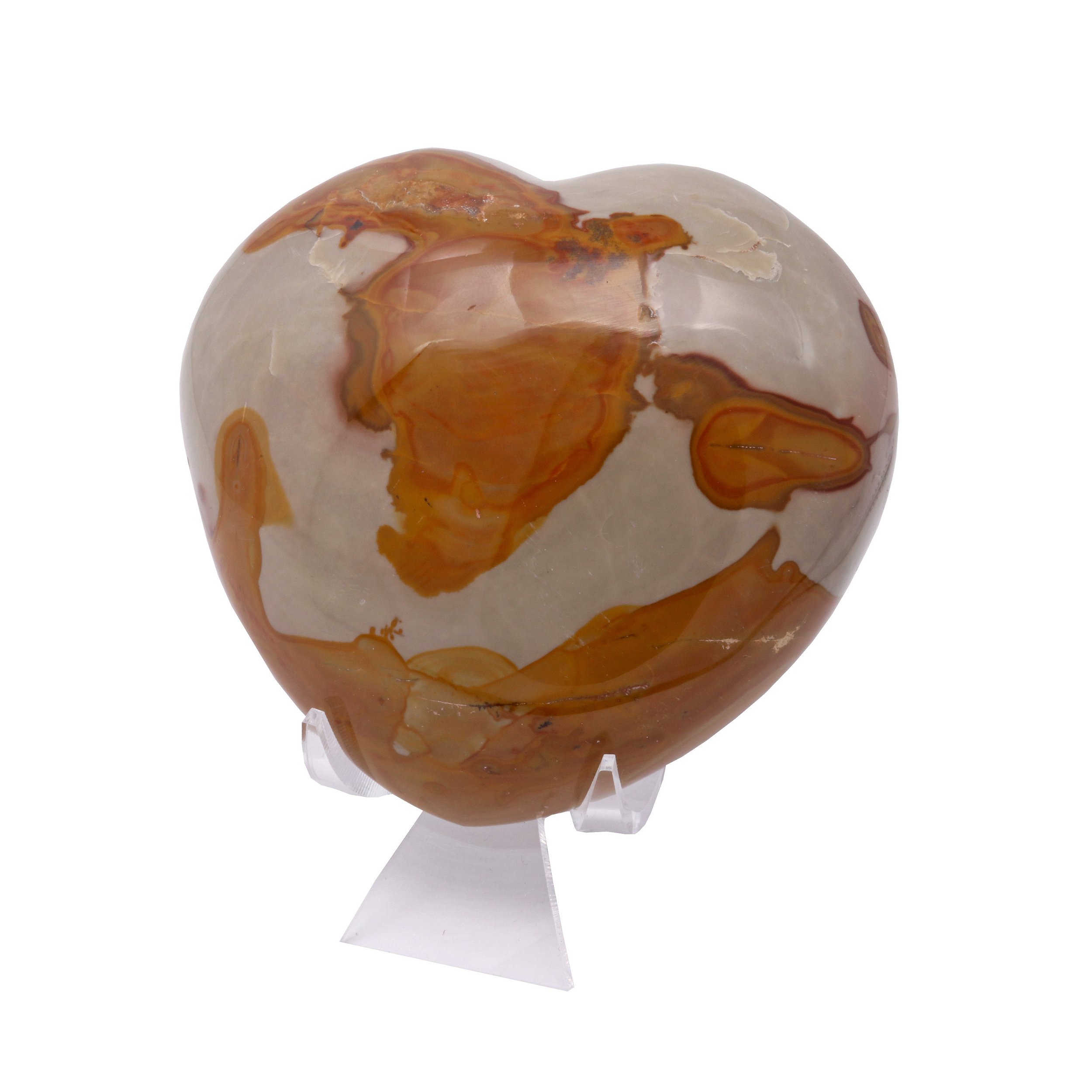 Polychrome Jasper Heart With Cluster Stand