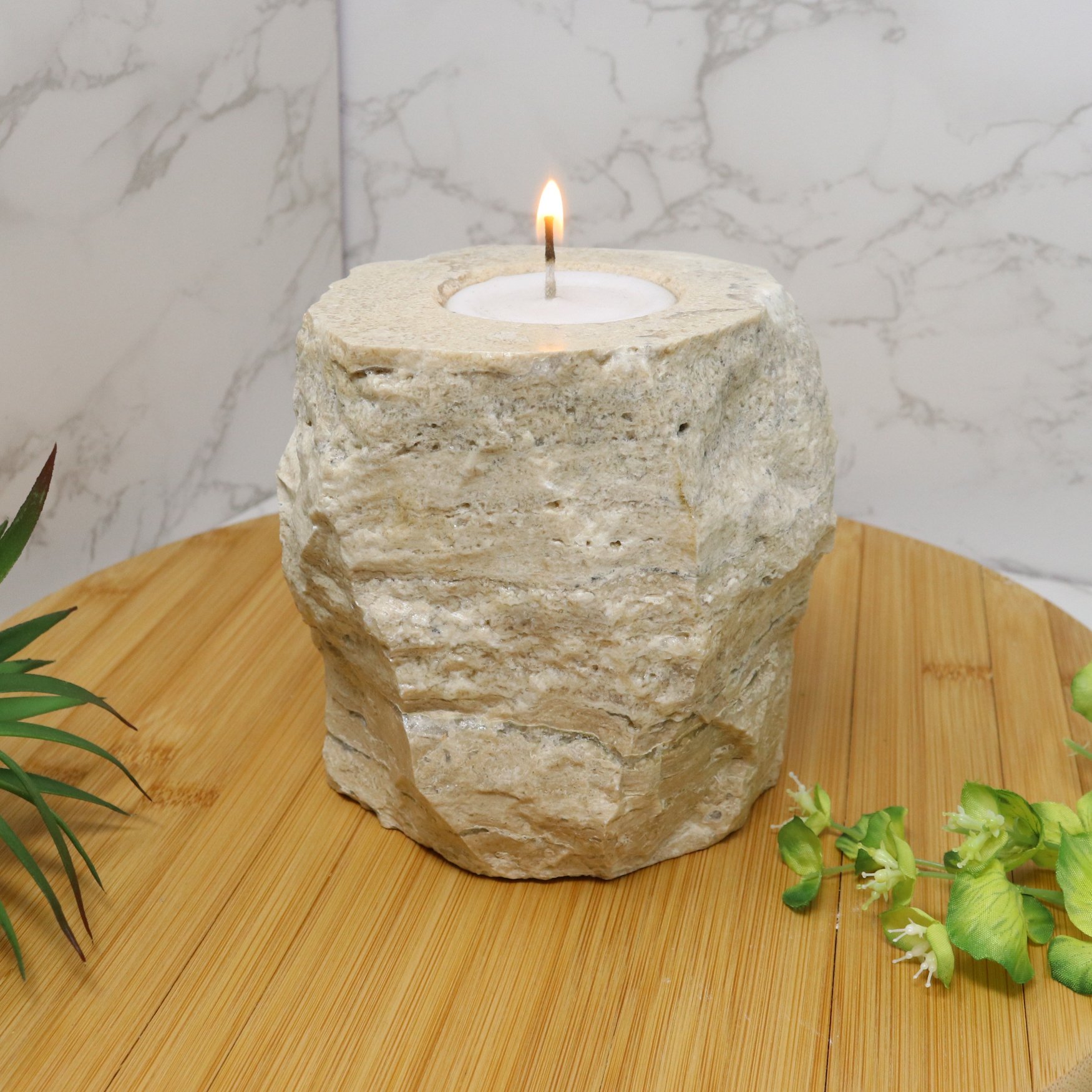 Natural Onyx Candle Holder - Large