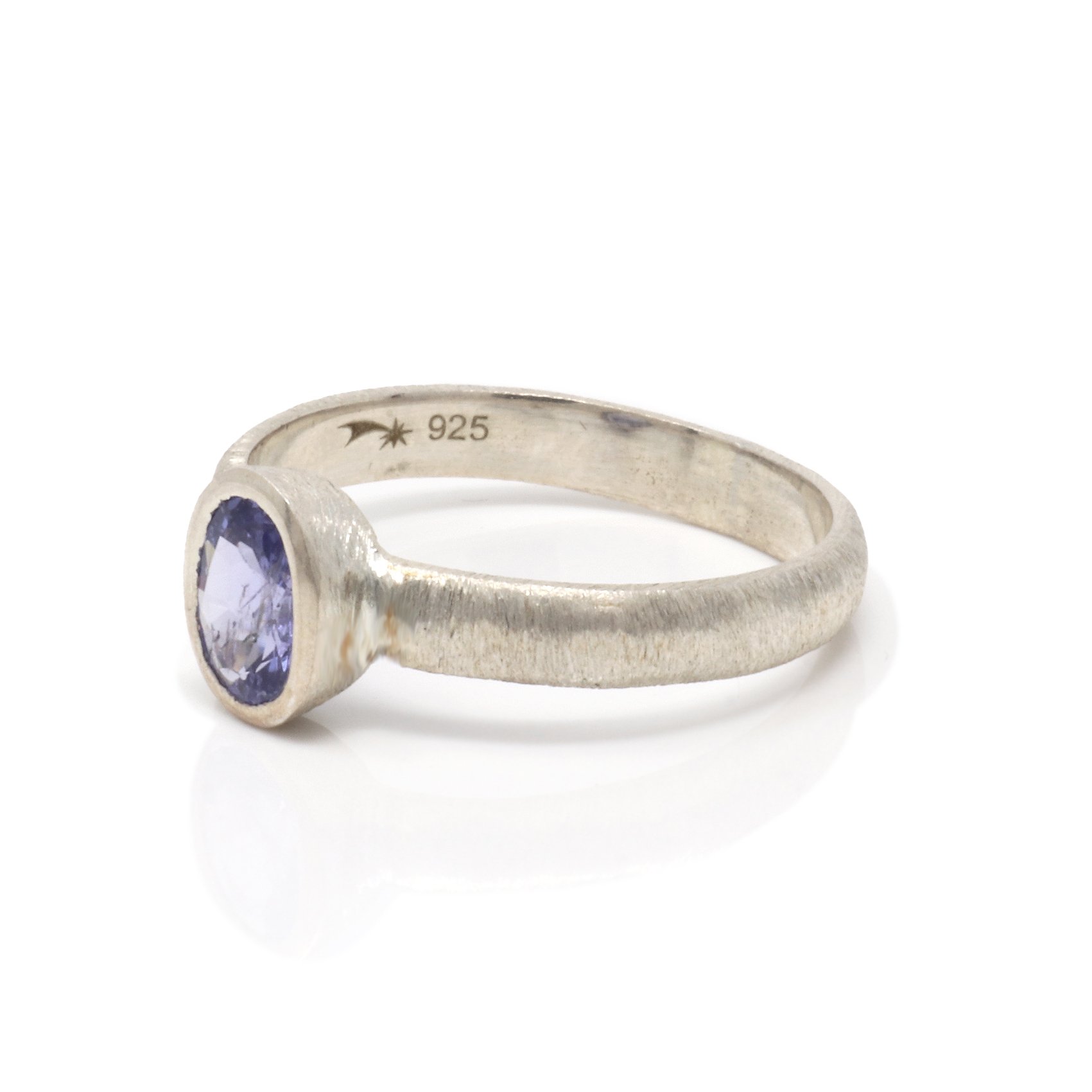 Tanzanite Faceted Ring -Oval With Brushed Silver Size 5/6/7/8/9