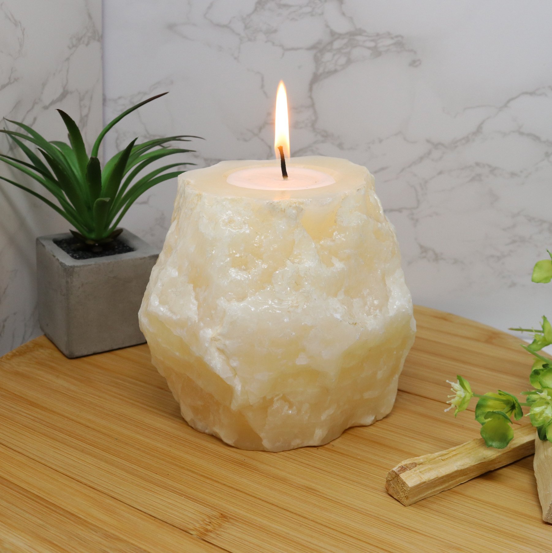 Natural Onyx Candle Holder - Large