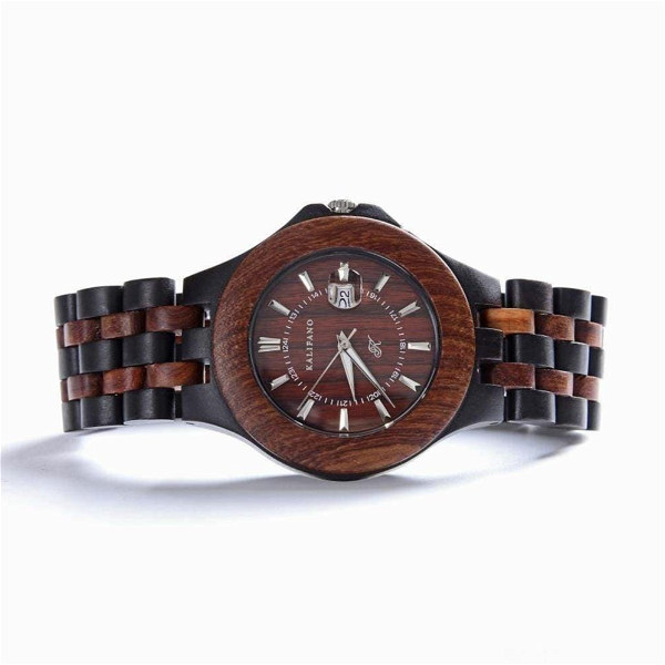 Closeup photo of Explore Black & Red Wood Watch With Bamboo Box