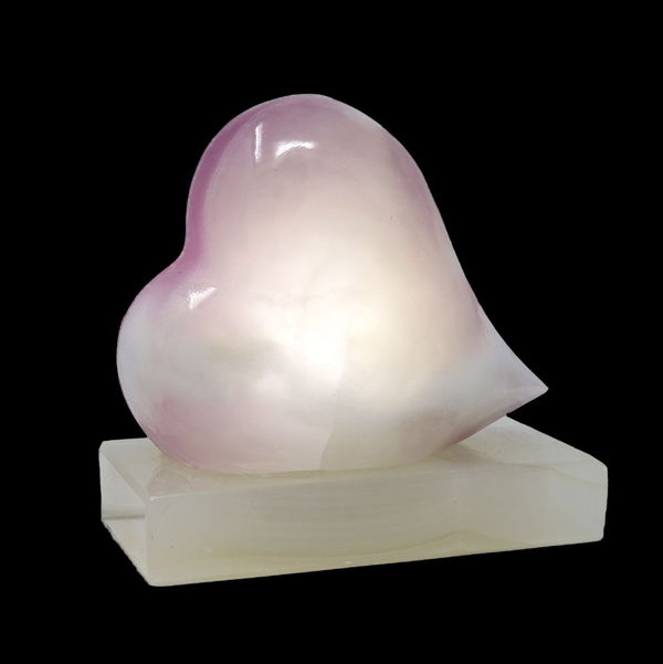 Closeup photo of Nacar Onyx Heart Luminary On Side With Colored Adhesive