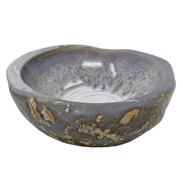 Closeup photo of Agate Bowl Light Blue With Semicircle White Banding In Center