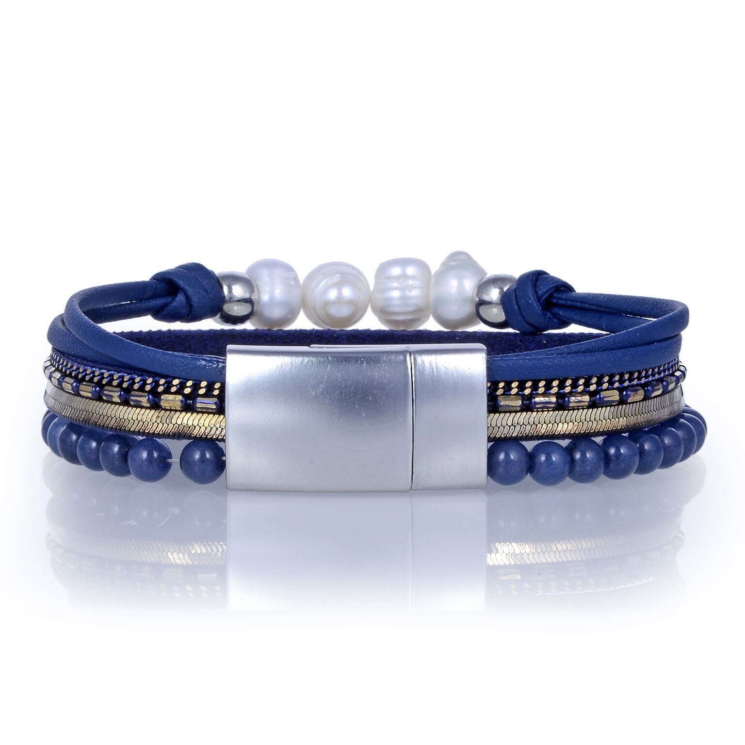 Agate Multi Wrap Bracelet - Navy