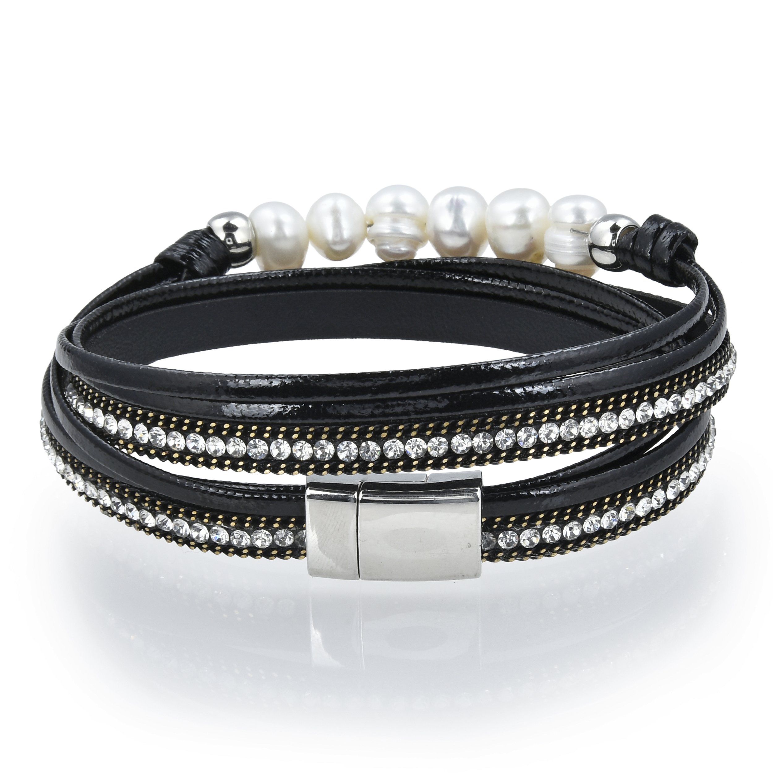 Double Wrap Pearl Bracelet - Black