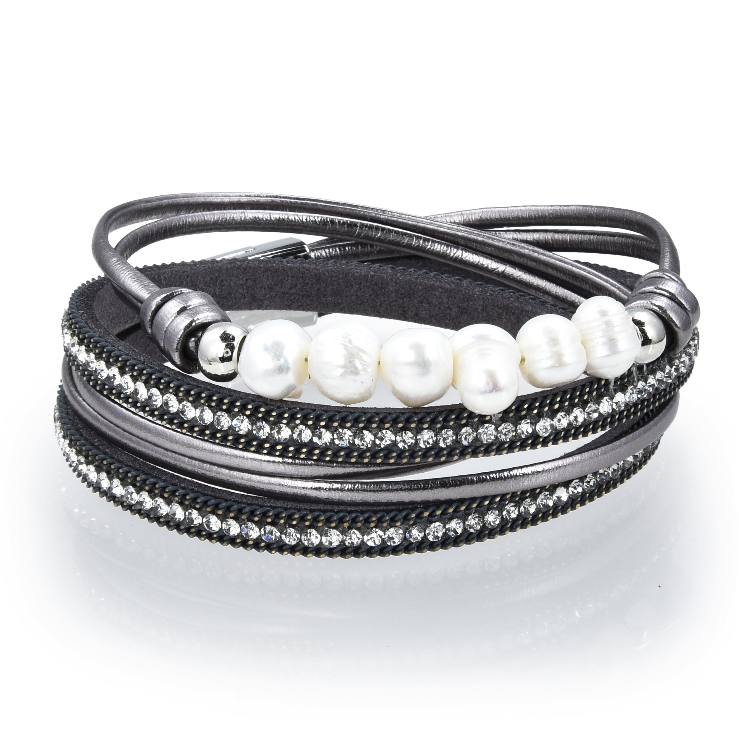 Double Wrap Pearl Bracelet - Gray