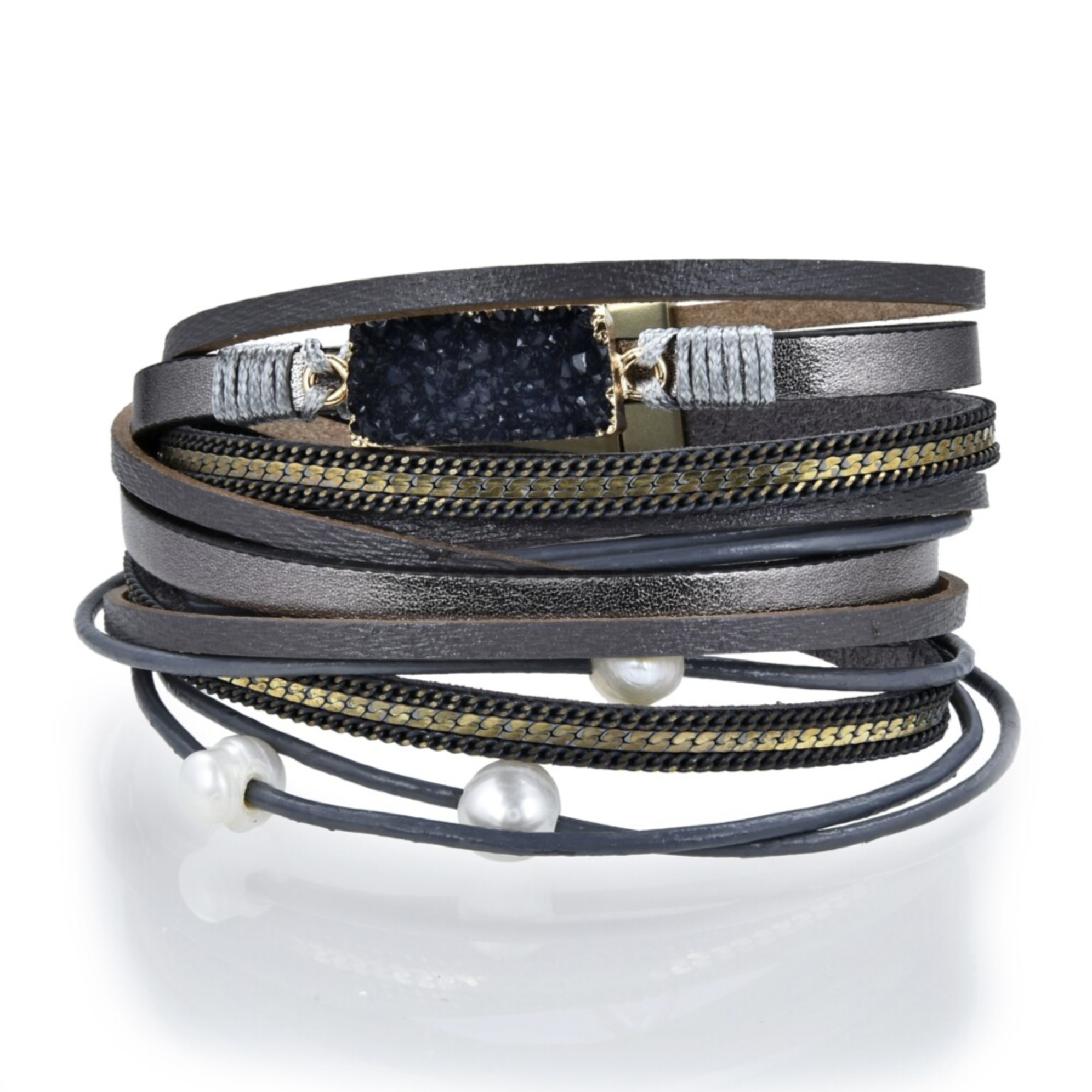 Charcoal Druze Multi Wrap Bracelet Double