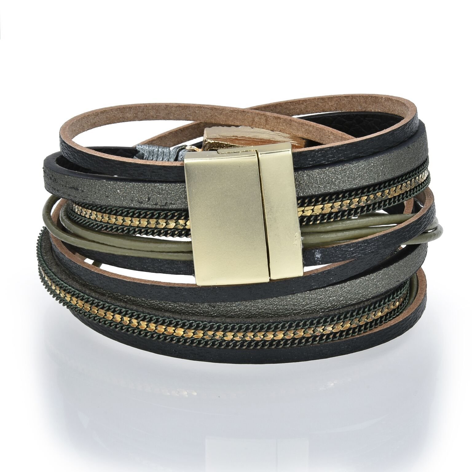 Olive Druze Multi Wrap Bracelet Double